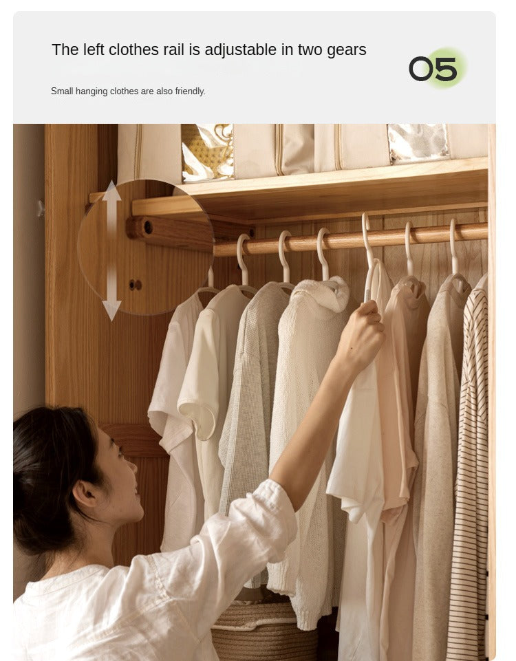 Solid Oak Wood Sliding Door Wardrobe Closet - Modern Storage Solution for Bedroom, Living Room & Office