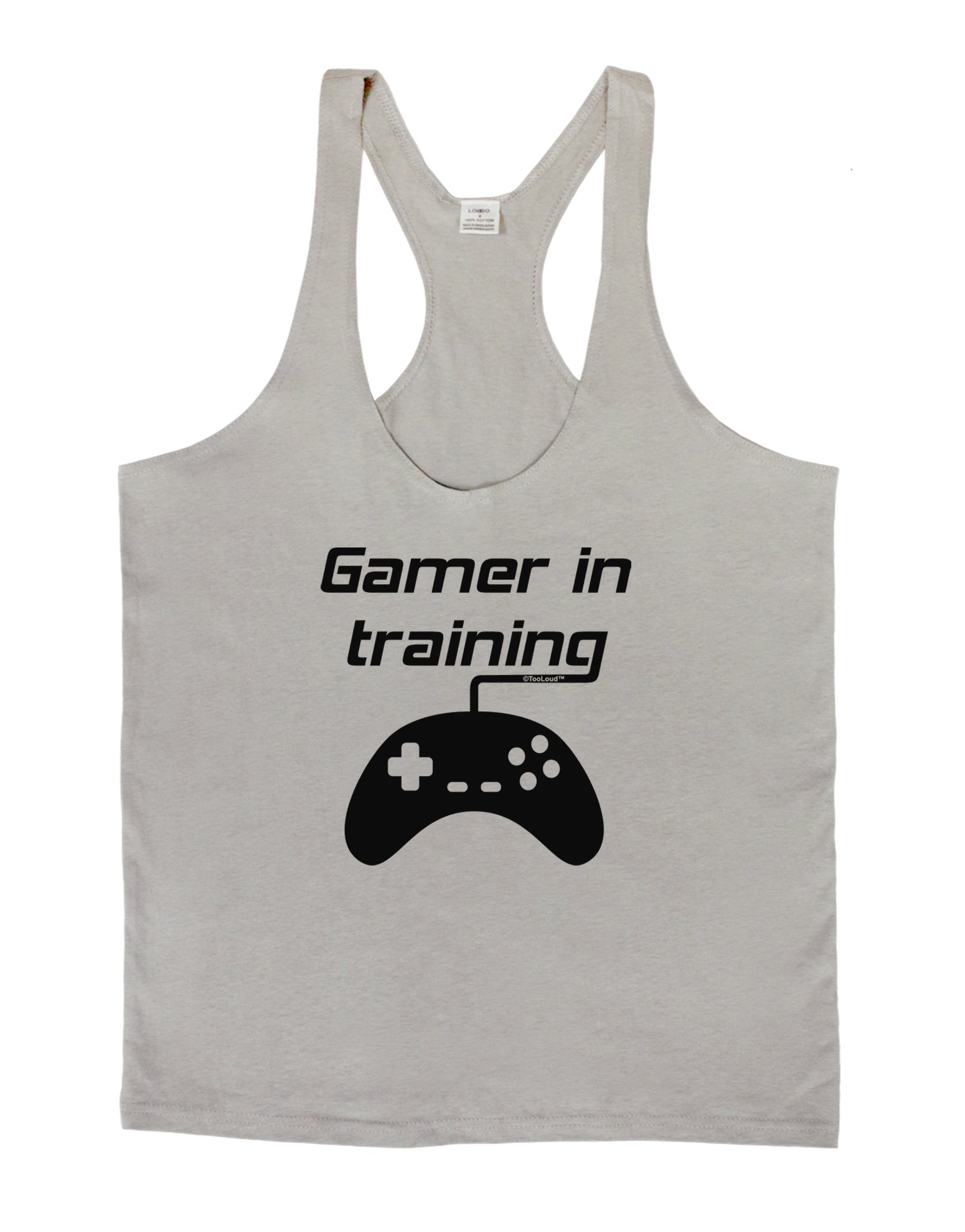 LOBBO TooLoud Gamer in Training Black & White Men's String Tank Top - Perfect for Gaming, Workouts & Summer Casual Wear