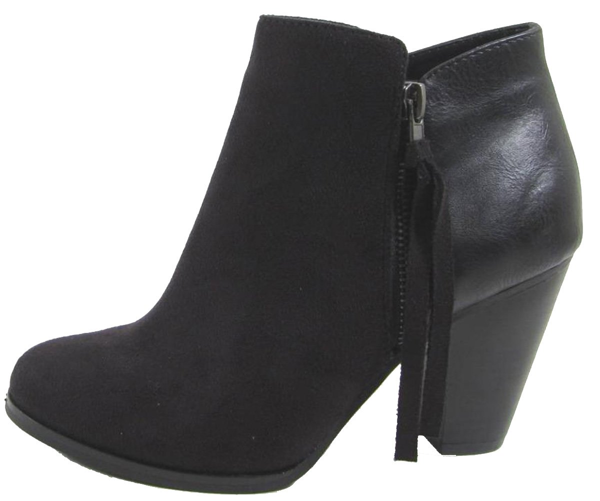 Women's Chunky Heel Booties with Tassel Zip - Stylish Ankle Boots for Casual Outfits & Date Nights