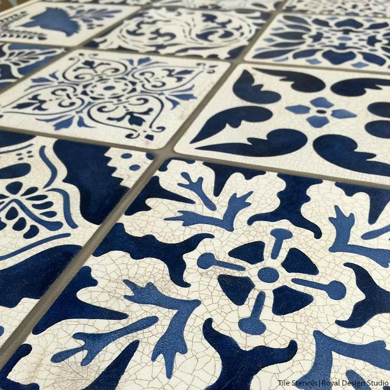 Authentic Talavera Tiles - Hand-Painted Mexican Wall & Furniture Stencils for Home Decor, Kitchen Backsplash, and Bathroom Renovation