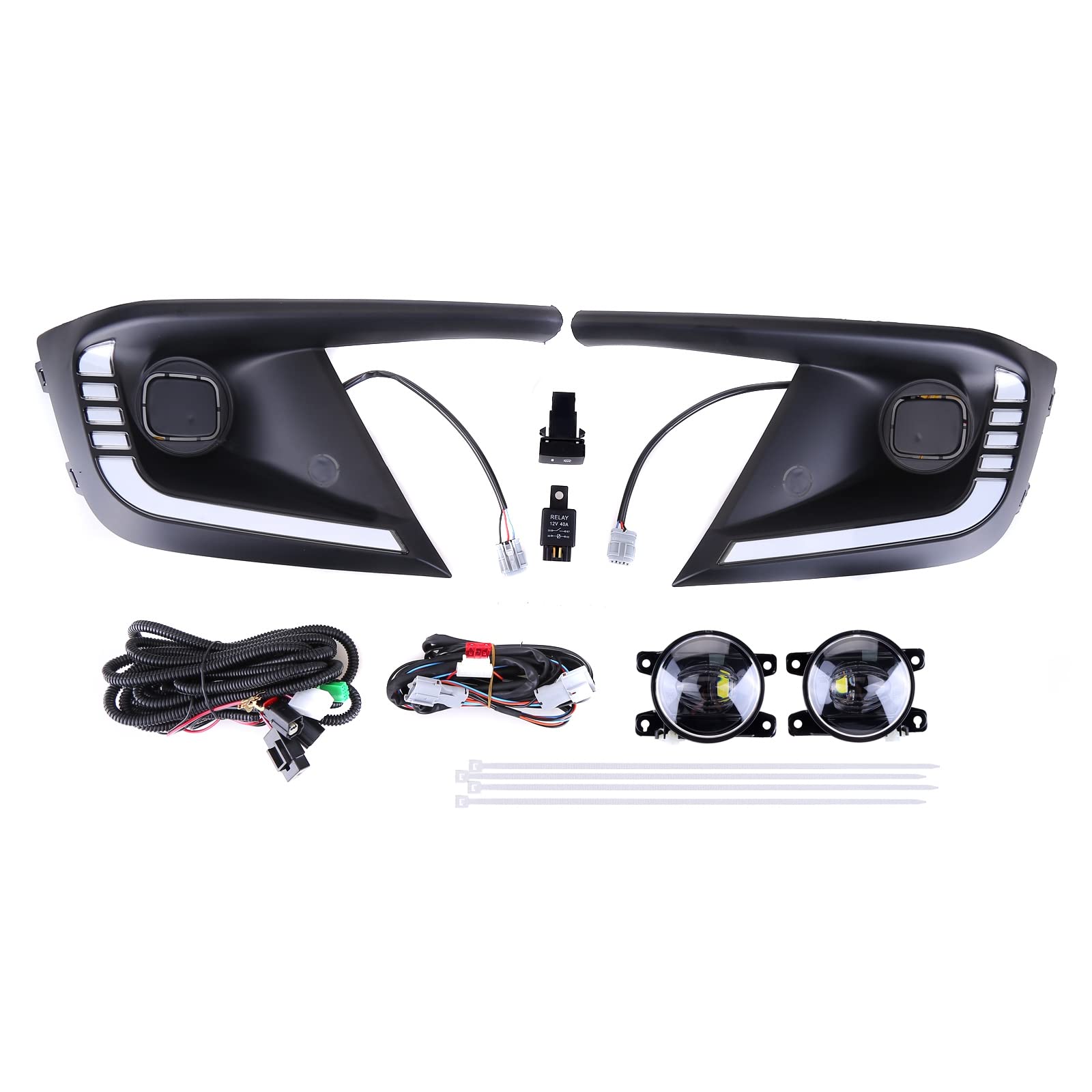 2022-2023 Honda Civic Sedan & Hatchback LED Daytime Running Lights with Turn Signal & Fog Lamps - Front Bumper Driving Light Kit with Harness & Switch - Perfect for Night Driving & Bad Weather Visibility