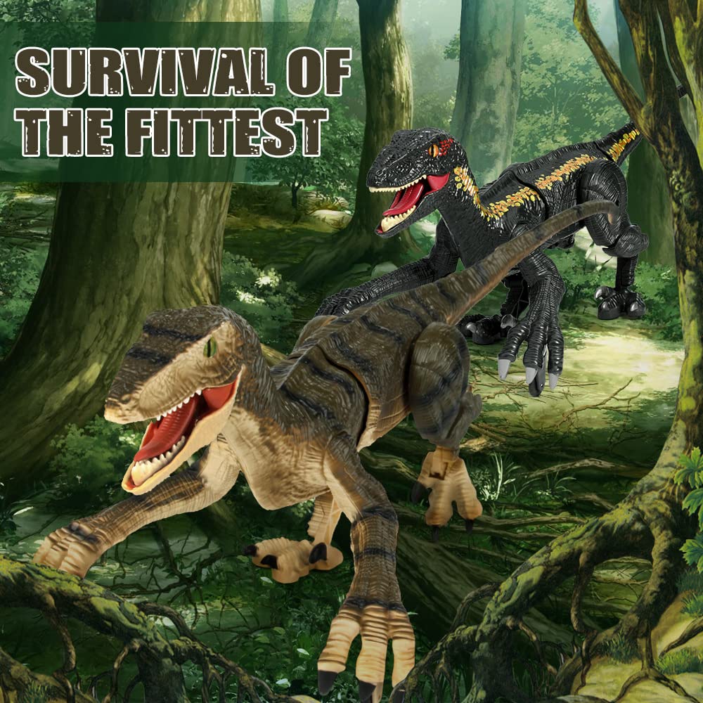 Mini Tudou Remote Control Dinosaur Toy - 2.4Ghz LED Velociraptor Robot with Realistic Sounds & Walking Action, Electronic RC Dinosaur for Boys Kids Ages 5-9 | Perfect for Birthday Gifts, STEM Learning & Indoor/Outdoor Playtime
