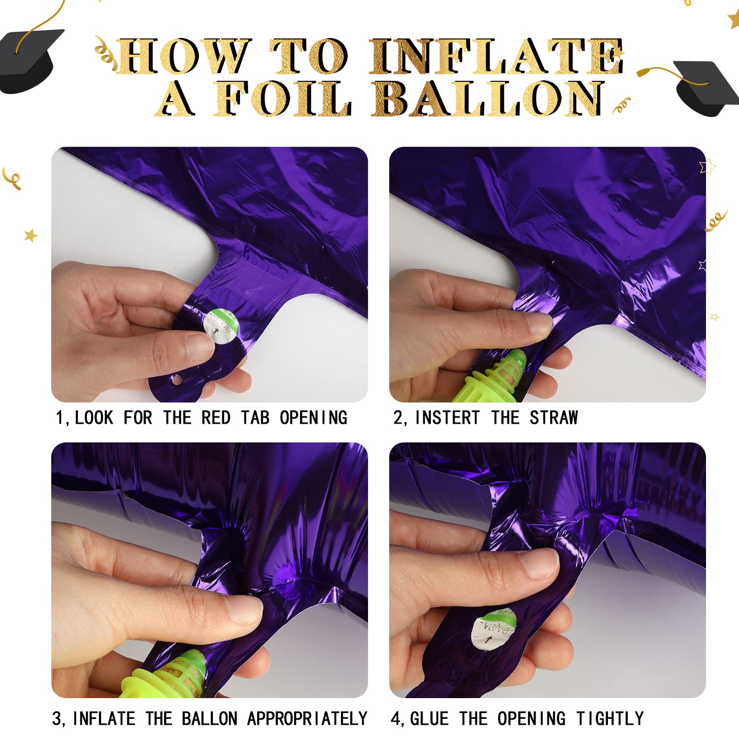 2025 Graduation Party Decorations - Purple, Black & Silver Congrats Grad Banner, Paper Pompoms, Hanging Swirls, Star Foil Balloons & Confetti Balloons for College & High School Graduation Celebrations - Perfect for Graduation Ceremonies, Parties & Photo Backdrops