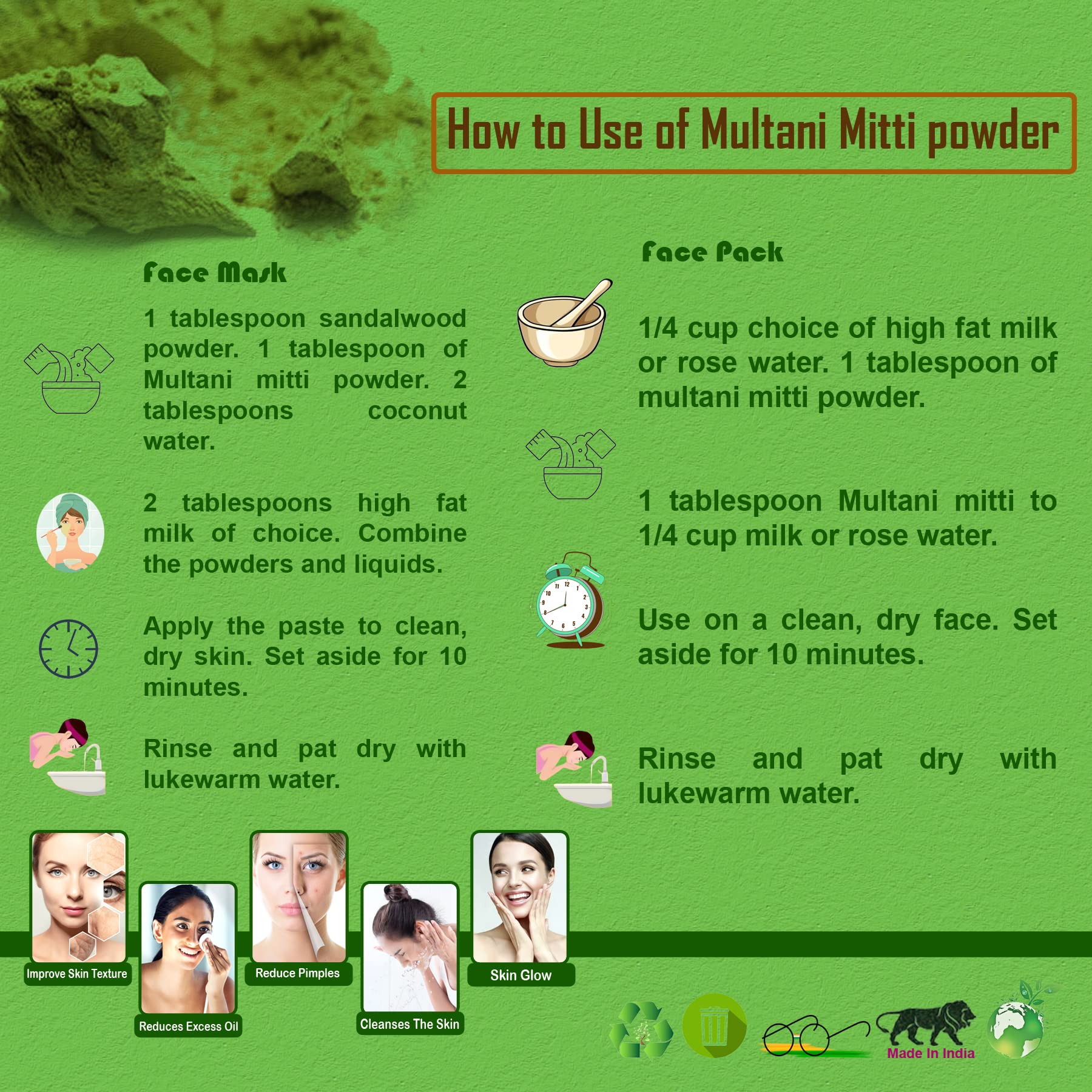 Organic Amla Powder, Wild Turmeric Powder, Shikakai Powder, Multani Mitti Clay & Neem Powder Combo Pack (5 x 500g) - Natural Ayurvedic Skincare & Haircare Treatment for Glowing Skin & Healthy Hair - DIY Face Masks, Hair Growth Remedies & Holistic Beauty Rituals