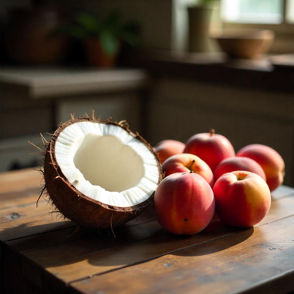 Organic Coconut & Juicy Peach Lip Balm - Natural Moisturizing, Unsweetened Flavor - Perfect for Dry Lips, Winter Care & Daily Hydration