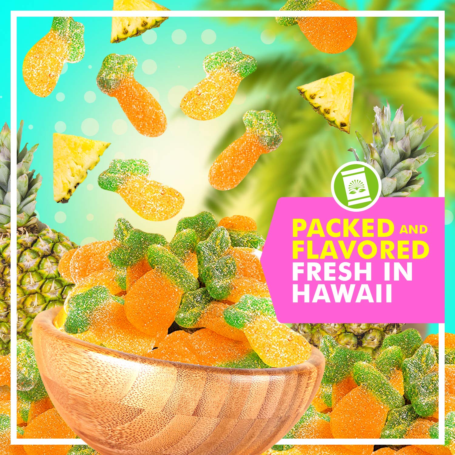 Hawaiian Tropical Pineapple Gummy Candy - Sweet & Chewy Snack, 12 oz Bag - Perfect for Parties, Travel & On-the-Go Treats