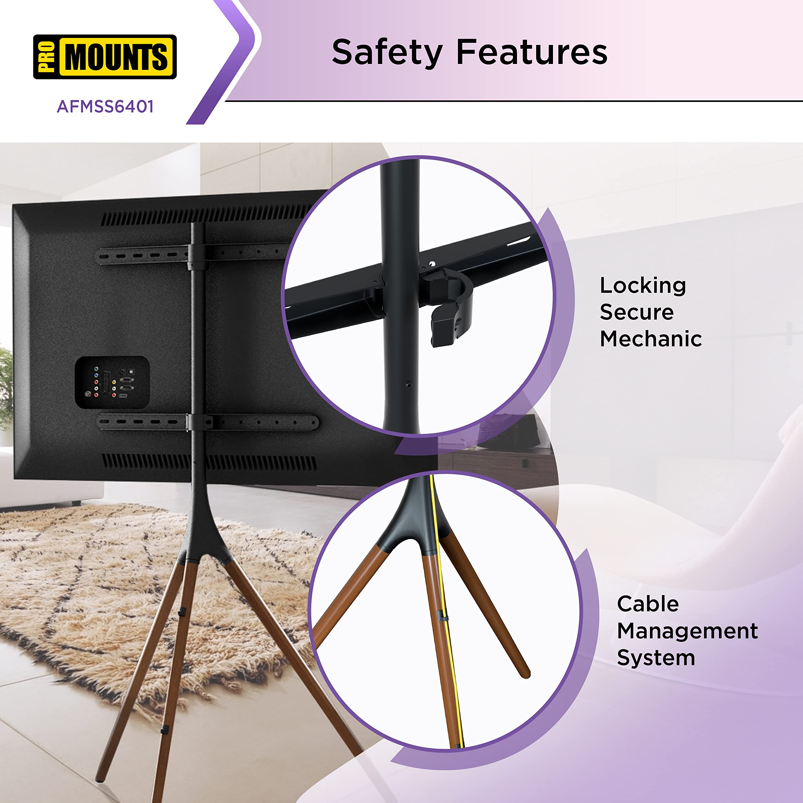 APEX by Promounts AFMSS6401 Large Flat Artistic TV Stand Mount with 180° Swivel - Multicolor TV Wall Mount for Living Room, Bedroom & Office Spaces