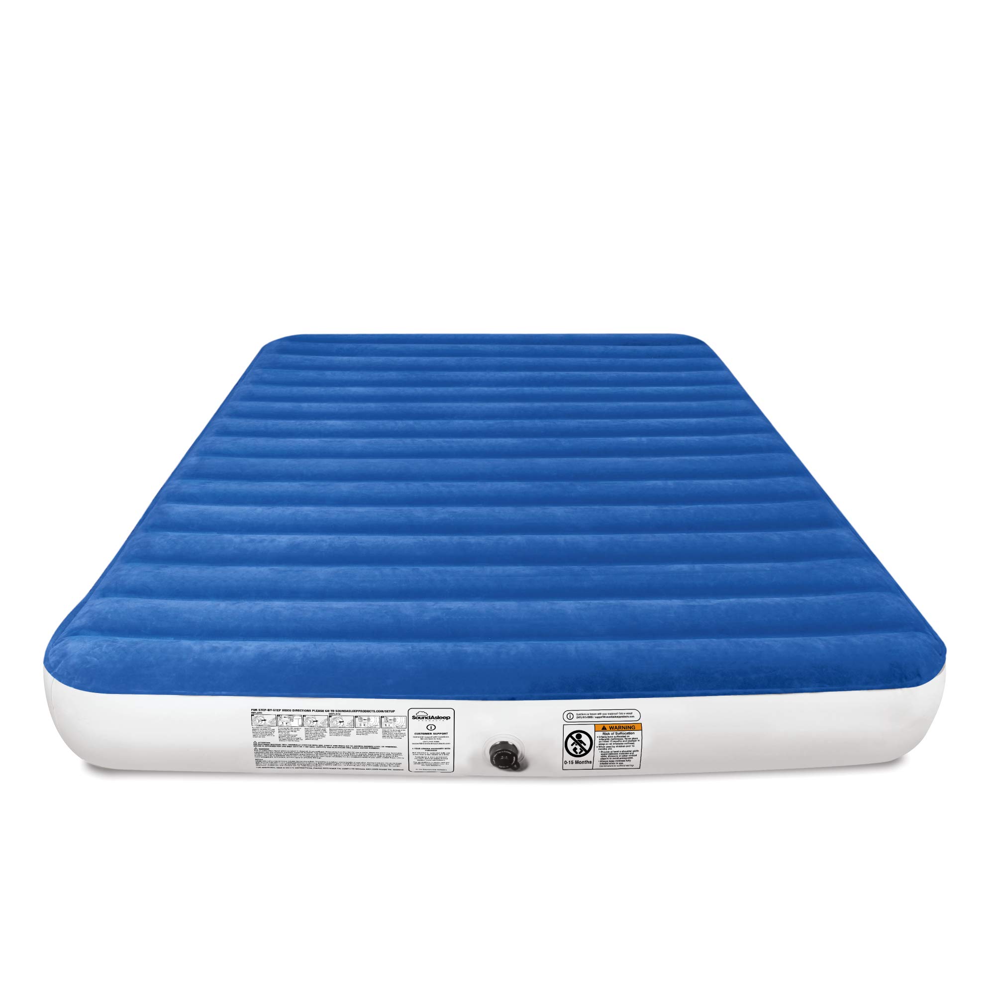 SoundAsleep Camping Air Mattress Queen Size - Eco-Friendly PVC Material with Built-in Rechargeable Pump - Perfect for Outdoor Adventures, Guest Beds & Home Use