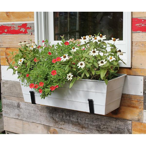 Galvanized Steel Flower Box Planter - Rustproof Outdoor Garden Container for Plants, Flowers & Herbs - Perfect for Patio, Balcony & Window Sill Decor