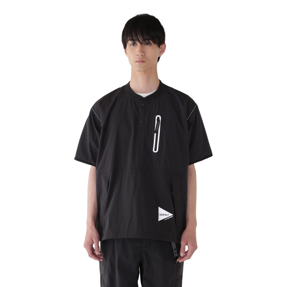 GRAMICCI x ANDWANDER Patchwork Wind Tee - Black | Lightweight Outdoor Windbreaker for Hiking & Urban Exploration