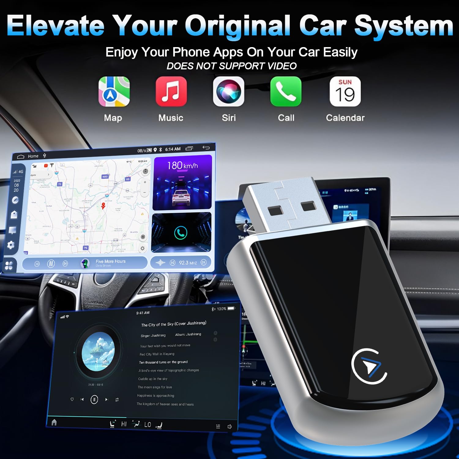 Wireless CarPlay Adapter for iPhone & Android - 2-in-1 USB A to C Plug & Play CarPlay Dongle for iOS 10+ & Android 11+ (2014+ Cars) - Enjoy Hands-Free Calls, Music & Navigation While Driving