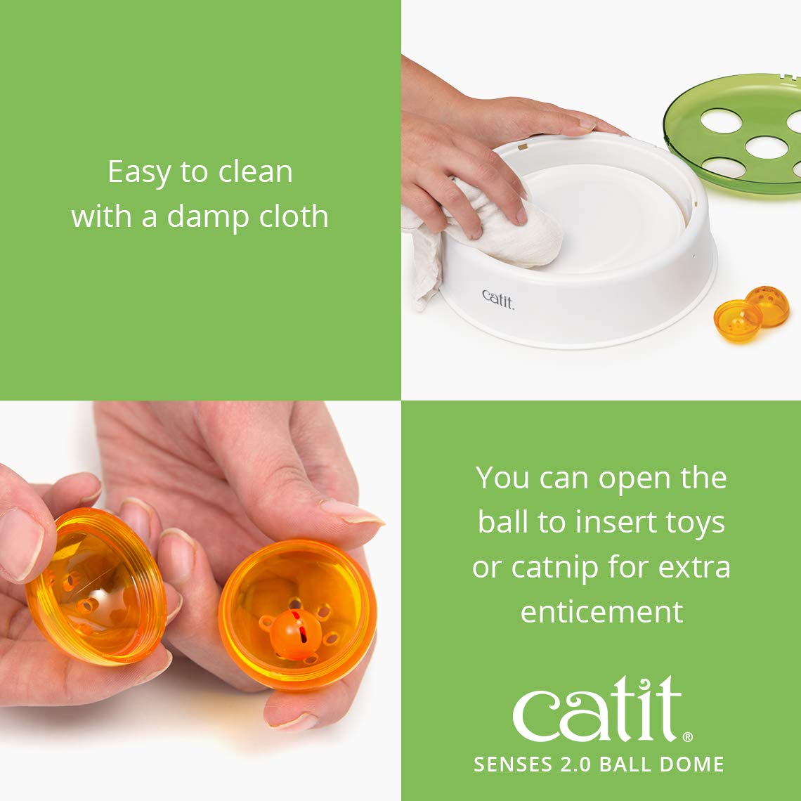 Catit Senses 2.0 Ball Dome Interactive Cat Toy - Motion-Activated Cat Play Toy with 2 Play Modes, No Batteries Included - Fun Exercise & Mental Stimulation for Indoor Cats