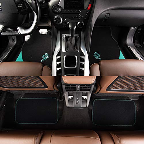 Universal Fit Embroidered Butterfly Car Floor Mats - Set of 4 for SUV, Truck, Sedan & Van (Black with Mint Green) | All-Weather Protection & Easy Cleaning for Daily Commute & Road Trips