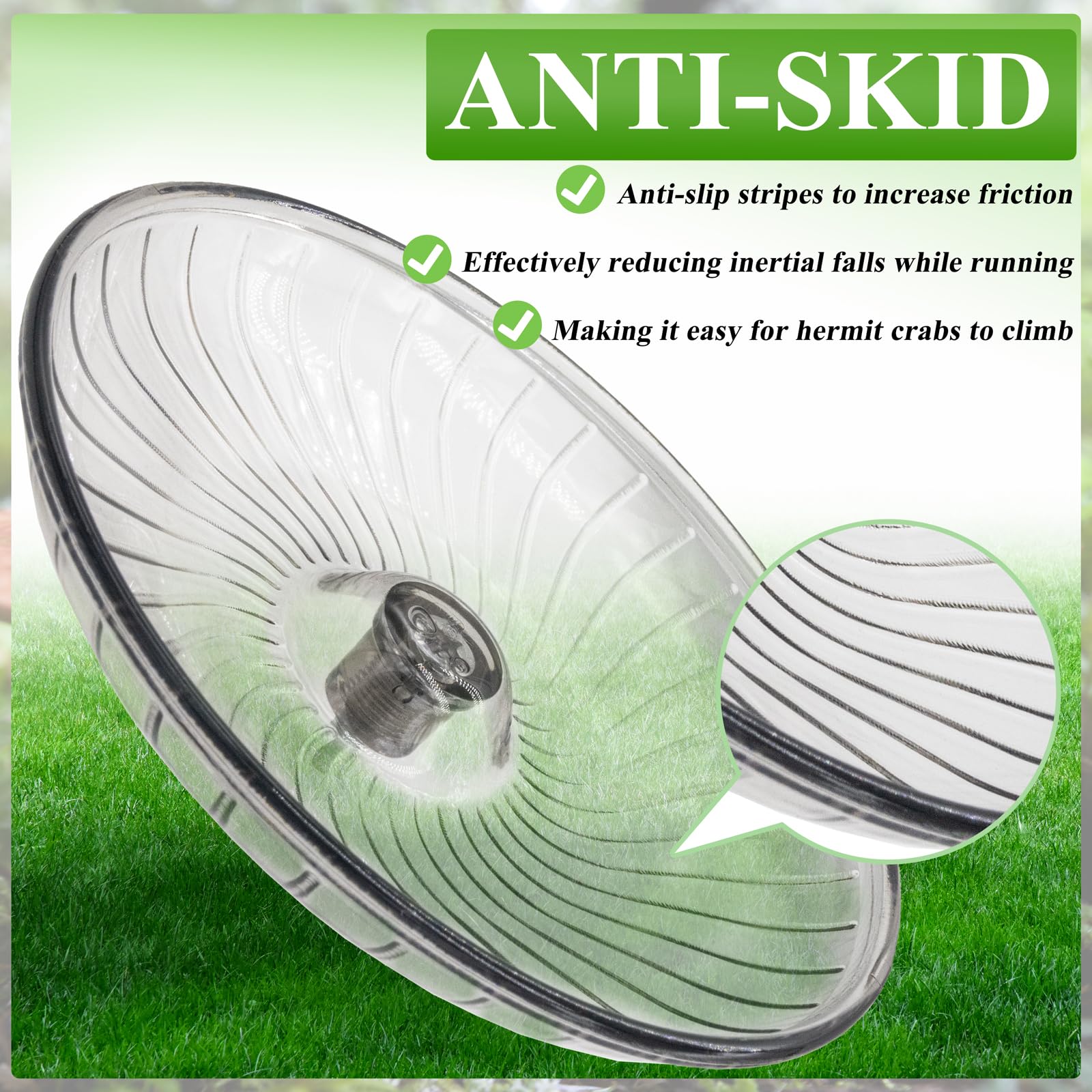 Silent Hermit Crab Exercise Wheel - Small Animal Running Wheel for Crab Tank, Hamster, Gerbil & Hedgehog Accessories - Perfect for Nocturnal Pets & Terrarium Enrichment