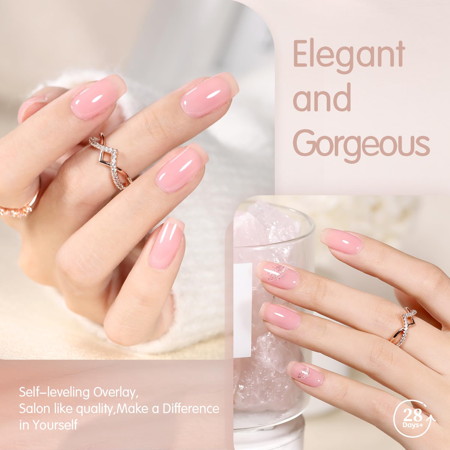 Nude Pink Gel Nail Polish Set - 6 Colors Sheer Milky White Jelly Gel Polish for All Seasons & Skin Tones | Neutral Soak Off LED Gel Nail Kit for DIY Manicure at Home | Perfect for Everyday Wear, Bridal Nails & Special Occasions