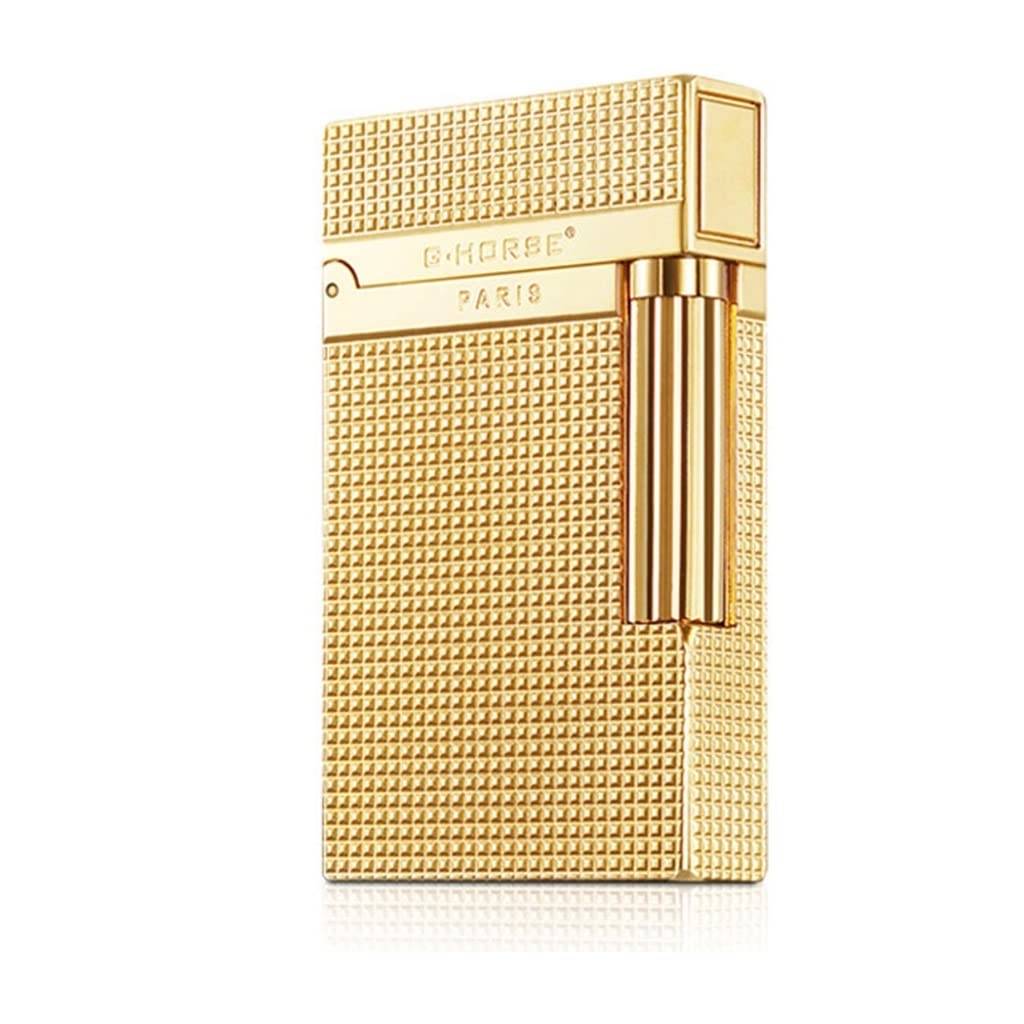 Premium Refillable Butane Cigar Lighter - Adjustable Flame Brass Torch with Vertical Ignition Roller, Traditional Soft Flame Design in Gold Gift Box | Perfect for Cigar Aficionados, Pipe Smokers & Luxury Gifts