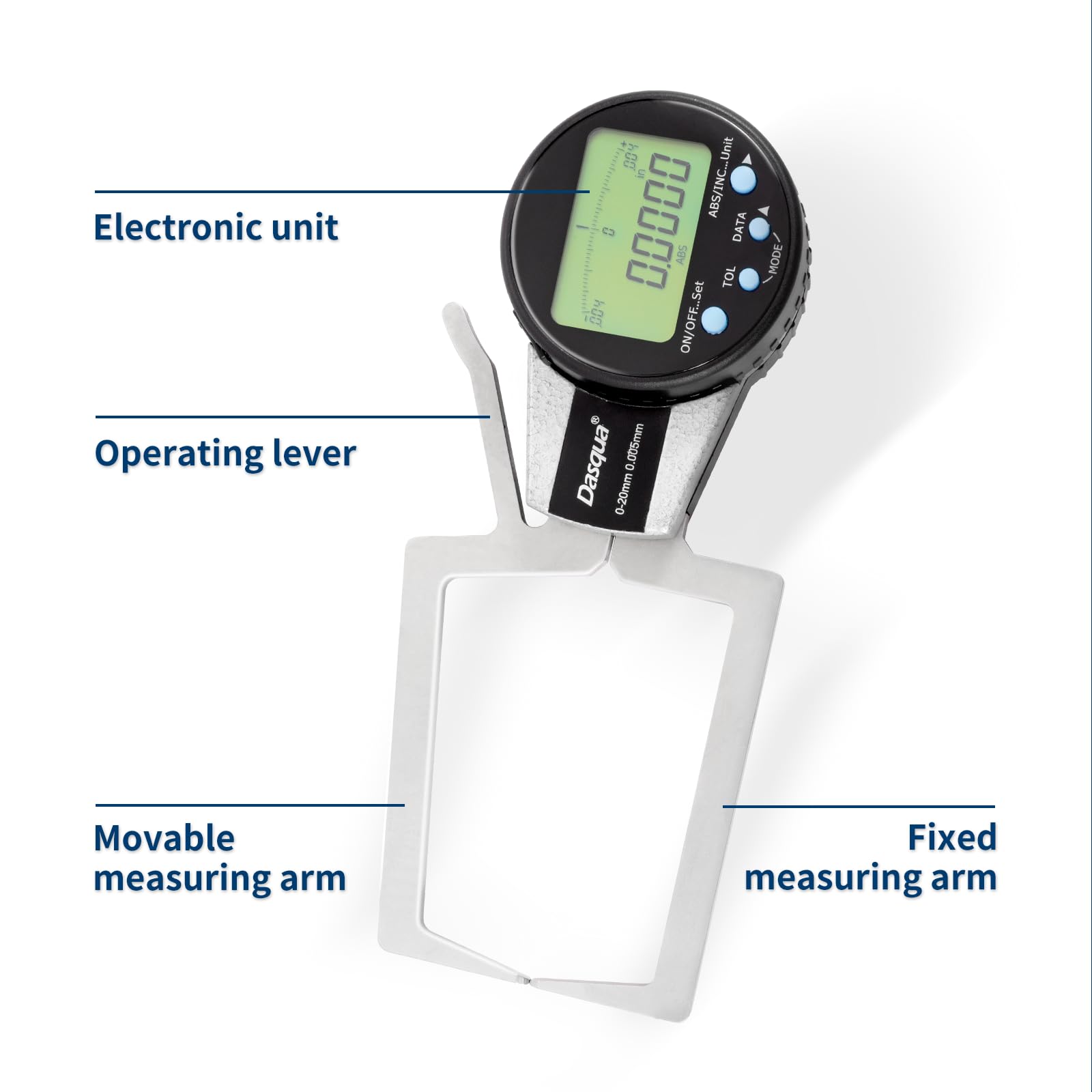 Dasqua Digital External Caliper Gauge 0-0.8 Inch/0-20mm Measuring Range - Precision Electronic Caliper for Outside Measurements in Aerospace, Machine Shops & Industrial Applications - Ideal for Metalworking, Engineering & Quality Control
