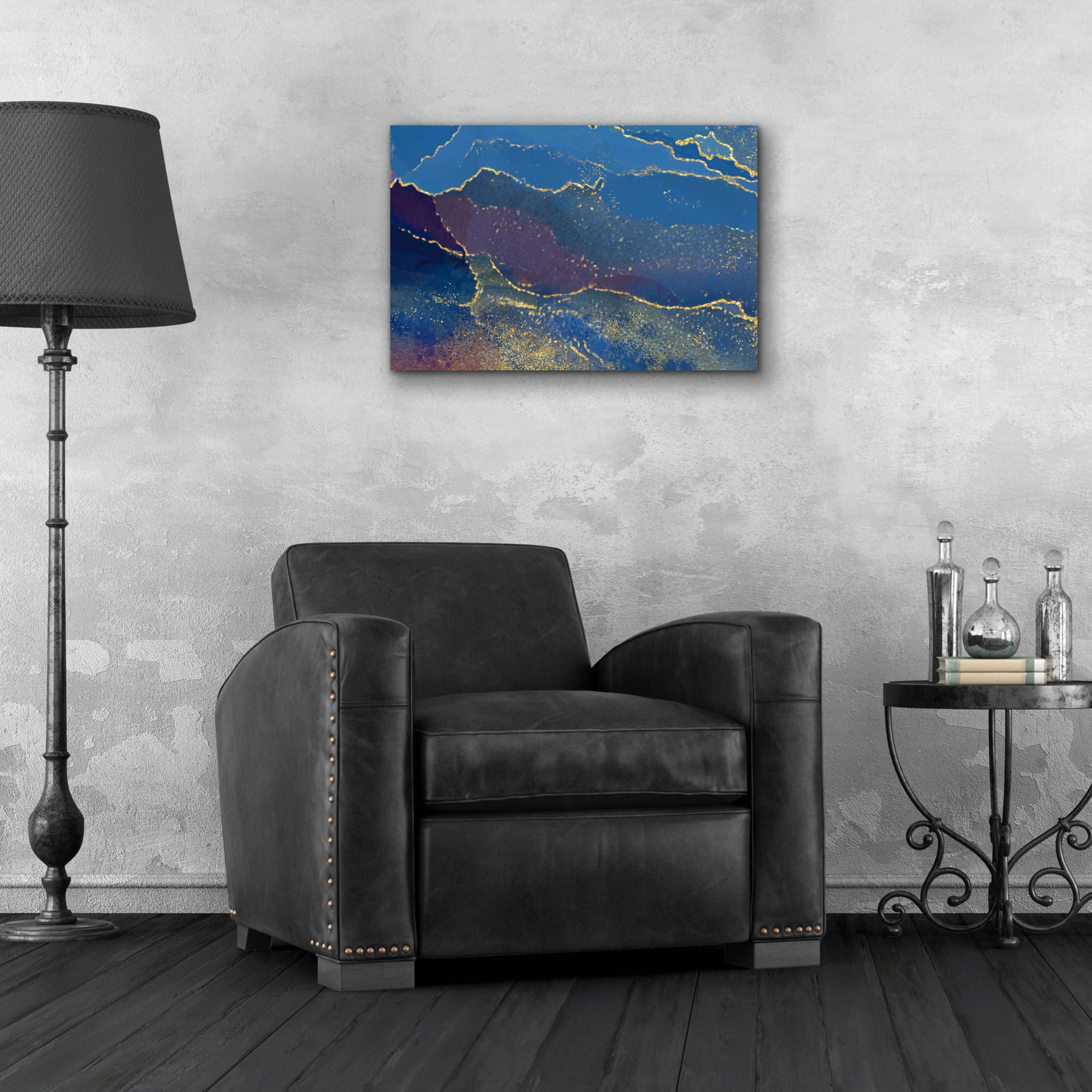 Delores Naskrent 'In the Navy' Acrylic Glass Wall Art - 24x16 Inch Modern Navy Blue Abstract Painting - Perfect for Living Room, Bedroom or Office Decor