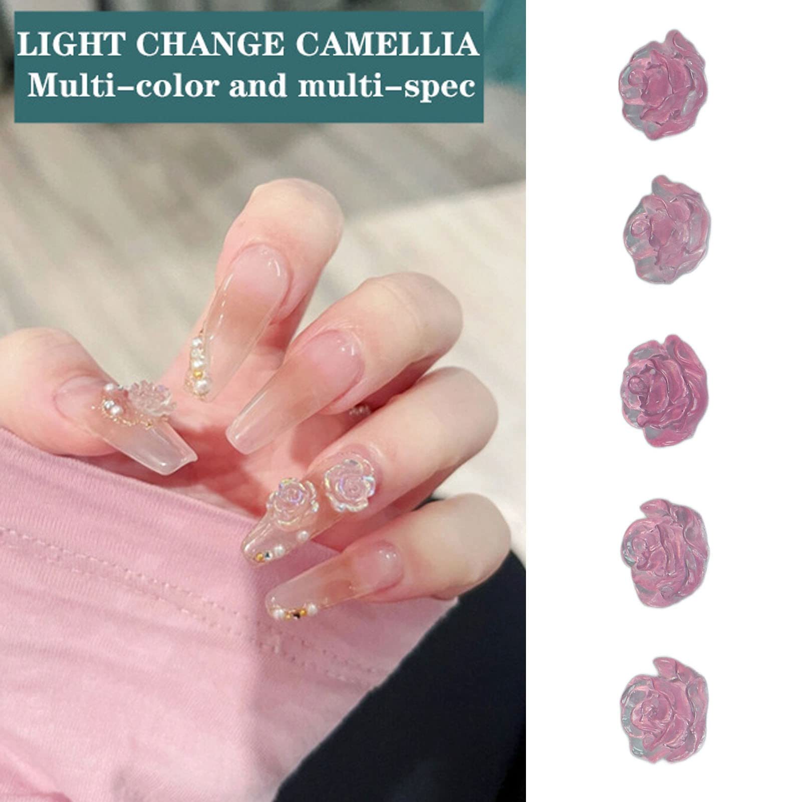 Ubersweet® 3D Flower Nail Art Decorations - Delicate Resin Nail Stickers for Women, DIY Manicure, Salon Supplies (Rose Red) - Perfect for Wedding, Party, and Special Occasion Nail Designs
