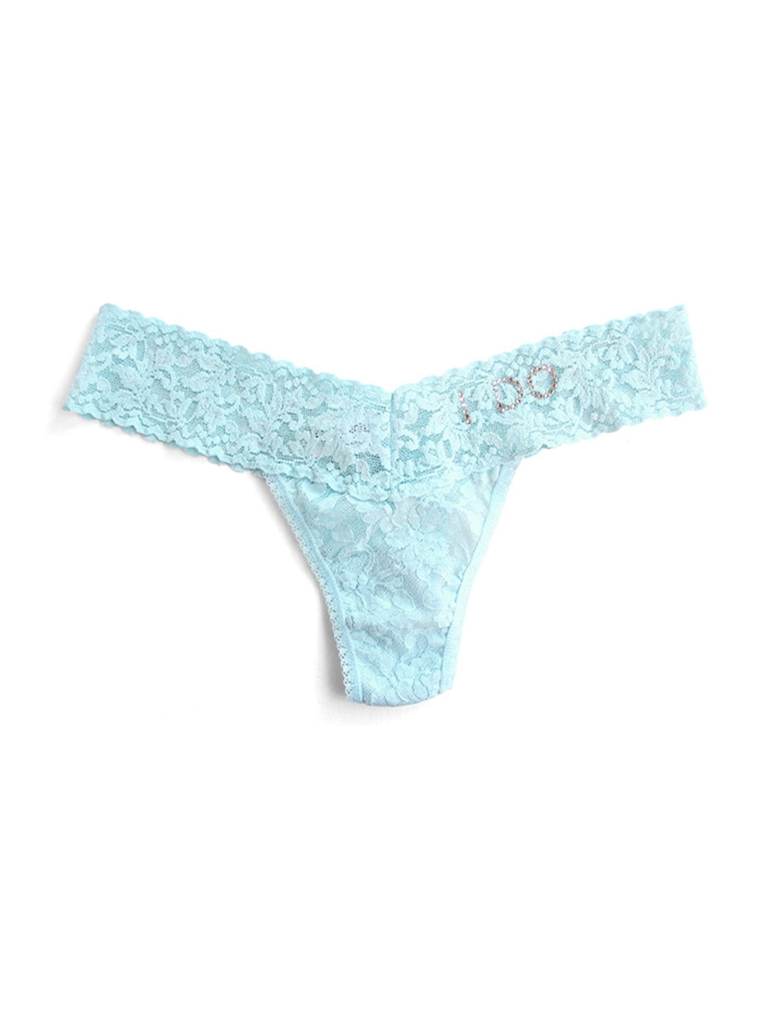 I Do Crystal Signature Lace Low Rise Thong - Sexy Rhinestone Underwear for Women, Comfortable Lingerie for Date Night & Special Occasions
