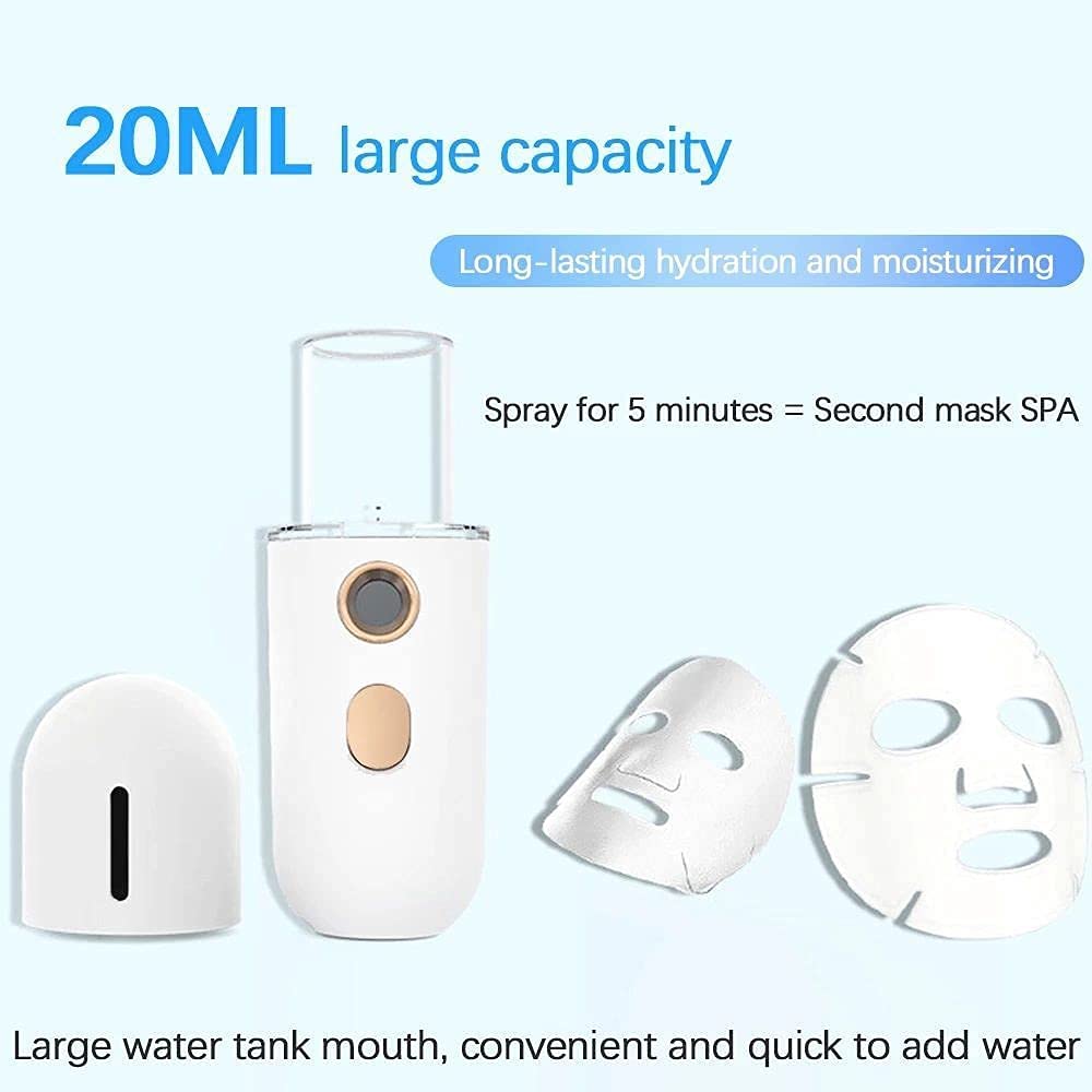 Portable USB Facial Steamer - Rechargeable Handheld Face Humidifier & Nano Sprayer for Skincare - Perfect for Travel, Home Spa, and Daily Moisturizing Routine