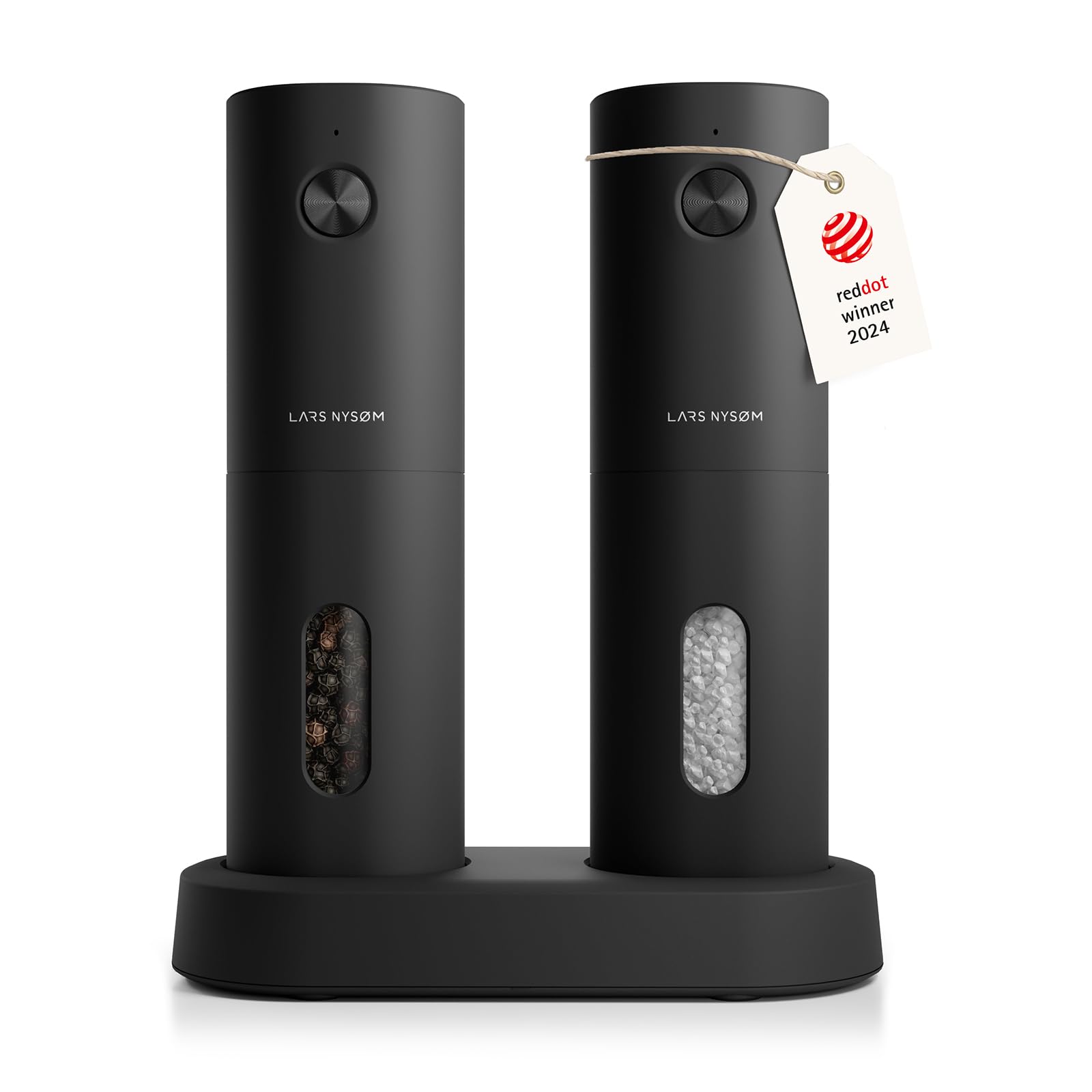 Premium Electric Salt and Pepper Grinder Set - Automatic Adjustable Ceramic Spice Mill with USB Rechargeable Battery - Perfect for Kitchen, Dining Table & Outdoor BBQ (Carbon Black)