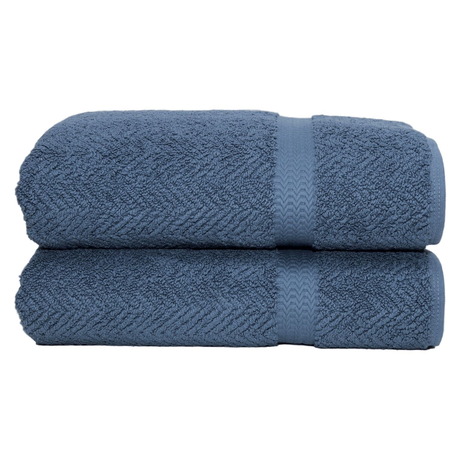 Premium Herringbone Bath Towels Set of 2 - 100% Turkish Cotton Luxury Towels for Spa, Bath & Pool - Soft & Absorbent Linum Home Textiles