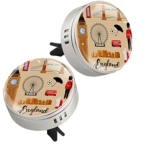 England Travel London Scented Car Air Freshener Vent Clip - Essential Oil Diffuser with 4 Refill Pads | Long-Lasting Aromatherapy for Cars, Home & Office