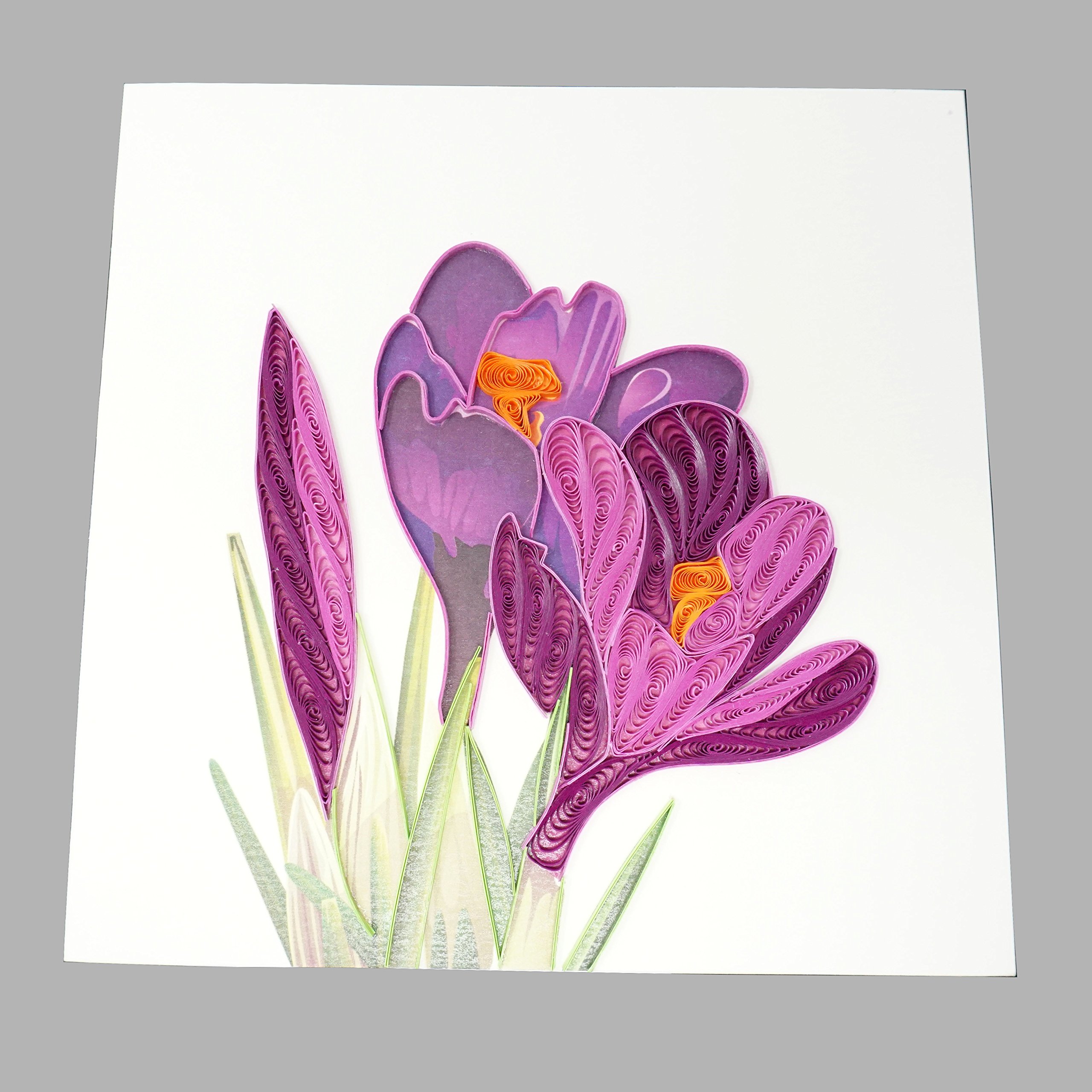 Premium Handmade Quilled Crocus Flower Greeting Cards - Birthday, Love, Anniversary, Thank You, Mother's Day, Valentine's, Friendship & Sympathy Cards - Perfect for Gifting, Home Decor & Special Occasions