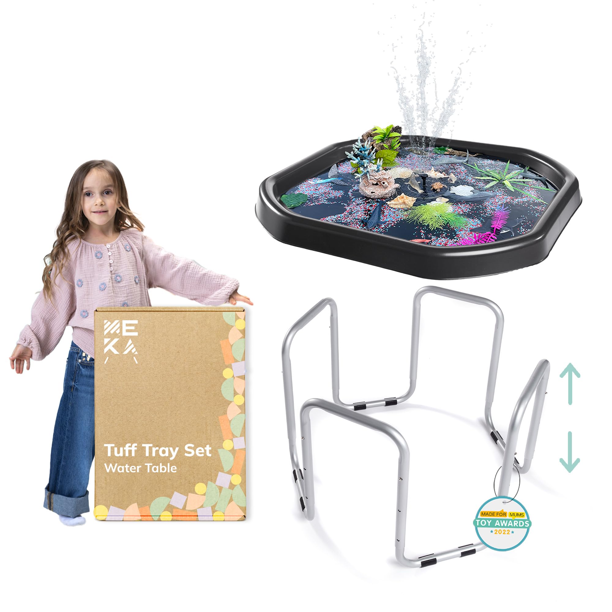 Premium Small Tuff Tray Set with Stand - Sensory Play Tray for Toddlers, Sand & Water Table for Outdoor Learning & Creative Play - Perfect for Backyard, Preschool & Daycare Sensory Activities