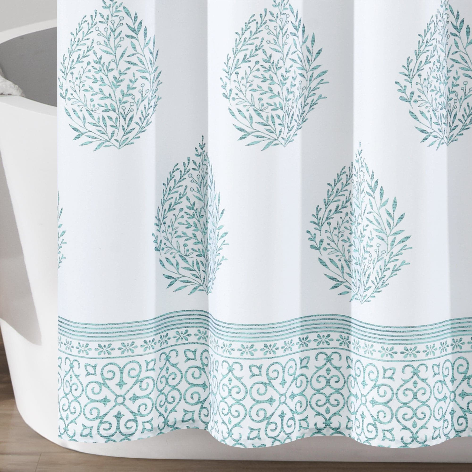Waterproof Teardrop Leaf Shower Curtain - Modern Botanical Bathroom Decor for Spa-Like Experience | Perfect for Bathrooms, Guest Rooms & Dorm Showers