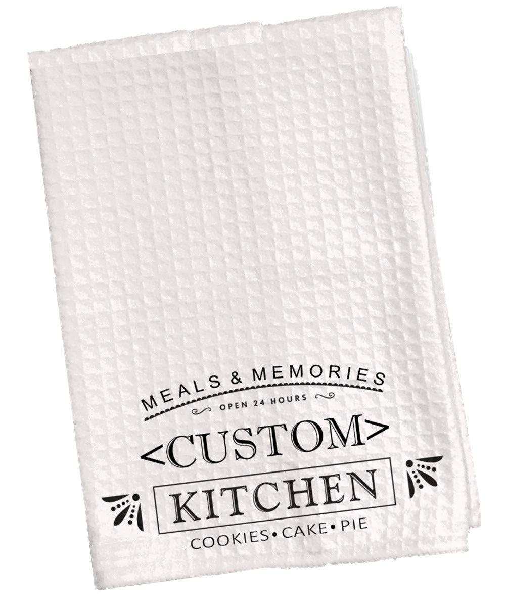 Custom Personalized Kitchen Towel Set - 16x24 Inch Waffle Weave Dish Towels for Farmhouse Decor | Perfect for Cooking, Baking & Rustic Home Decor