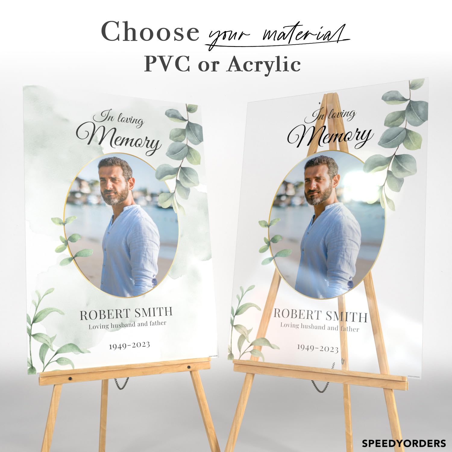 Personalized In Loving Memory Funeral Sign with Photo - Custom Celebration of Life Acrylic Sign - Memorial Service Decor - Perfect for Funeral Homes, Memorial Services & Home Tributes