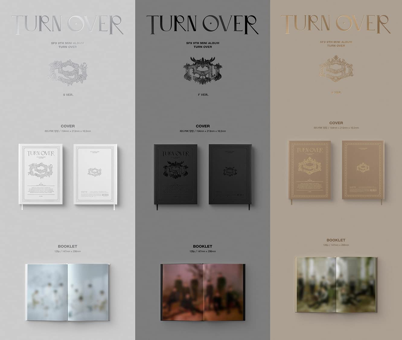 SF9 - Turn Over [S+F+9 Full Set Version] 9th Mini Album (3CD + 3Booklet + 3Poster + Photocards + Stickers) - K-POP Collectors Edition | Perfect for Fans, Gift Giving & Music Collections