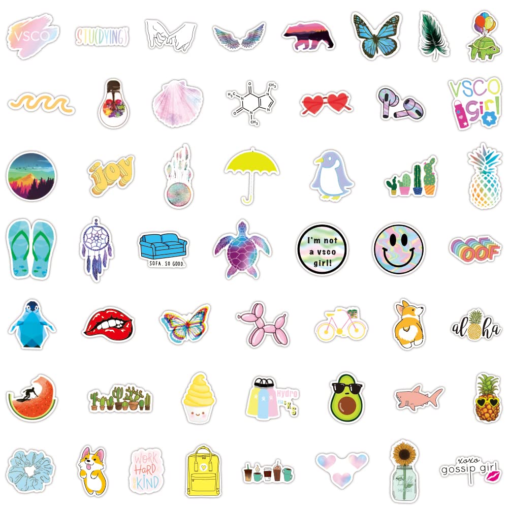 100 PCS Aesthetic Vinyl Stickers with Panda Keychain - Waterproof Cute Stickers for Water Bottles, Laptops, Hydro Flasks, Skateboards & Phones - Perfect for VSCO, Teens, Adults & Kids - Great for School, Travel & DIY Decoration