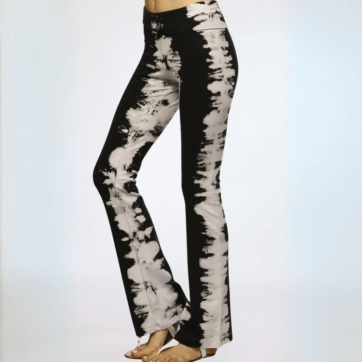 Black & Tan Tie Dye Athleisure Pants - Made in USA | Comfortable Yoga Pants for Women, Lounge Wear, Running & Gym Workouts