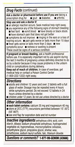 Bufferin Aspirin 325mg Pain Reliever & Fever Reducer - 130 Coated Tablets (3 Pack) for Adults | Headache, Back Pain, Arthritis & Muscle Relief with Buffering Agents | Perfect for Home, Office & Travel First Aid Kits