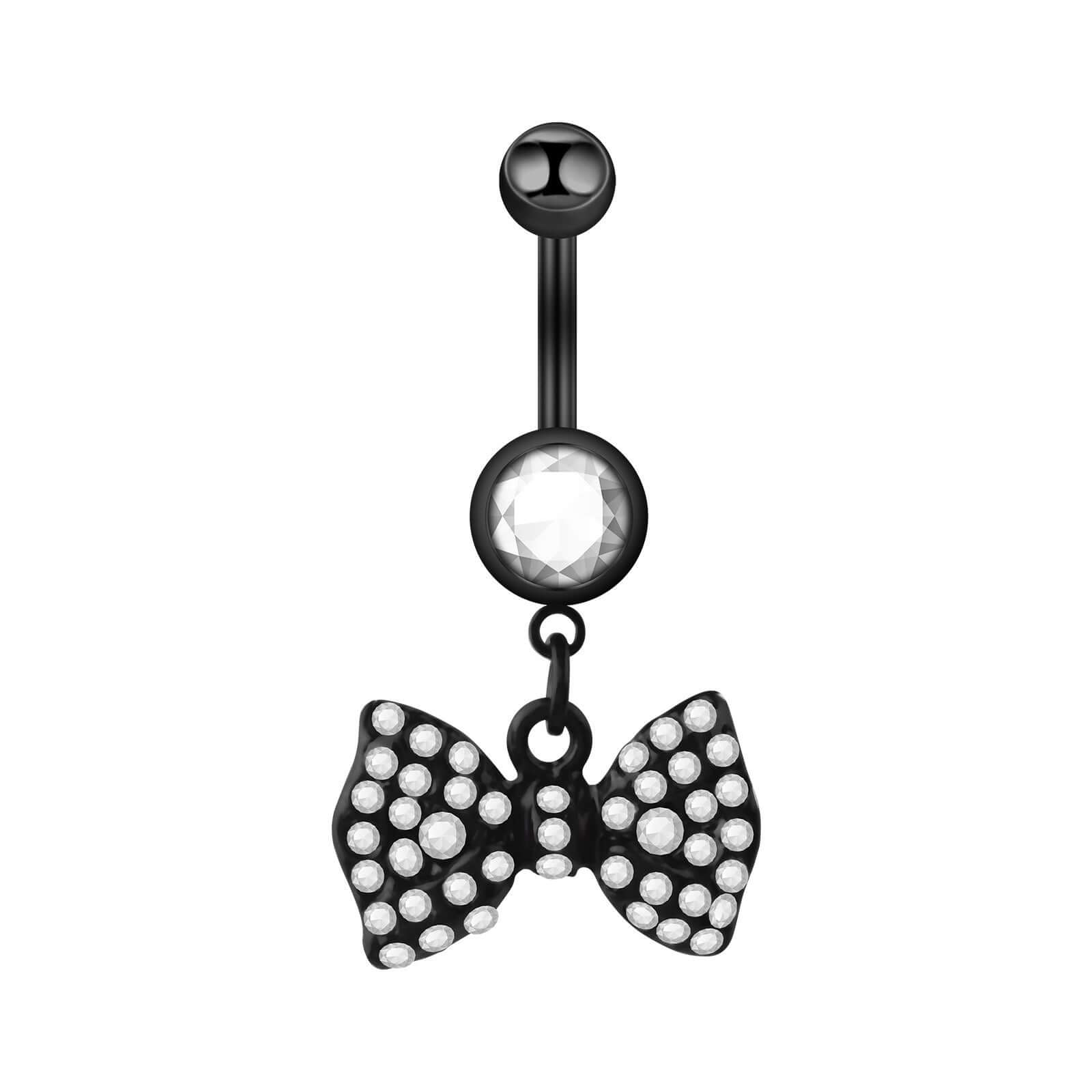 Dangly Diamond Bow Belly Button Rings | UZ471 - Stylish Body Jewelry for Women, Perfect for Parties, Beach & Everyday Wear
