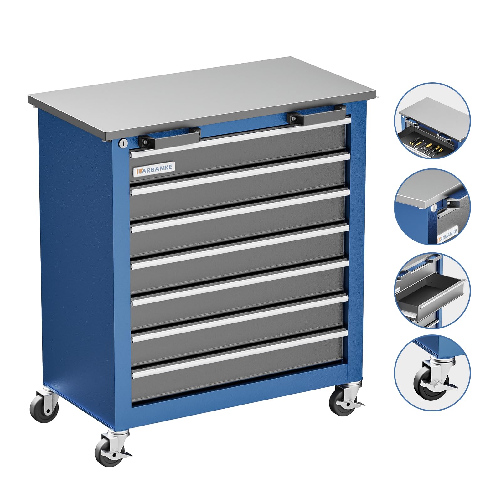 5-Drawer & 7-Drawer Rolling Tool Cabinet with Wheels - Heavy Duty Double Door Tool Chest with Connecting Buckles for Garage, Workshop & Professional Use
