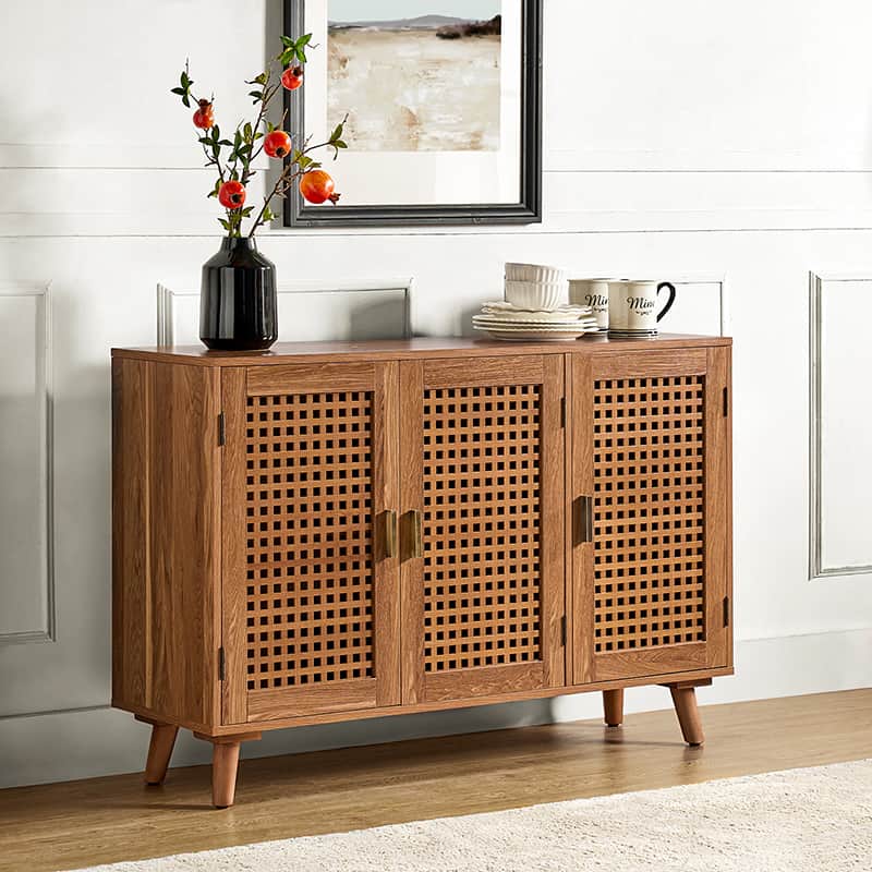 3-Door Accent Entryway Cabinet - Solid Wood Hallway Storage Organizer for Shoes, Coats & Home Decor | Perfect for Entryways, Halls & Living Rooms