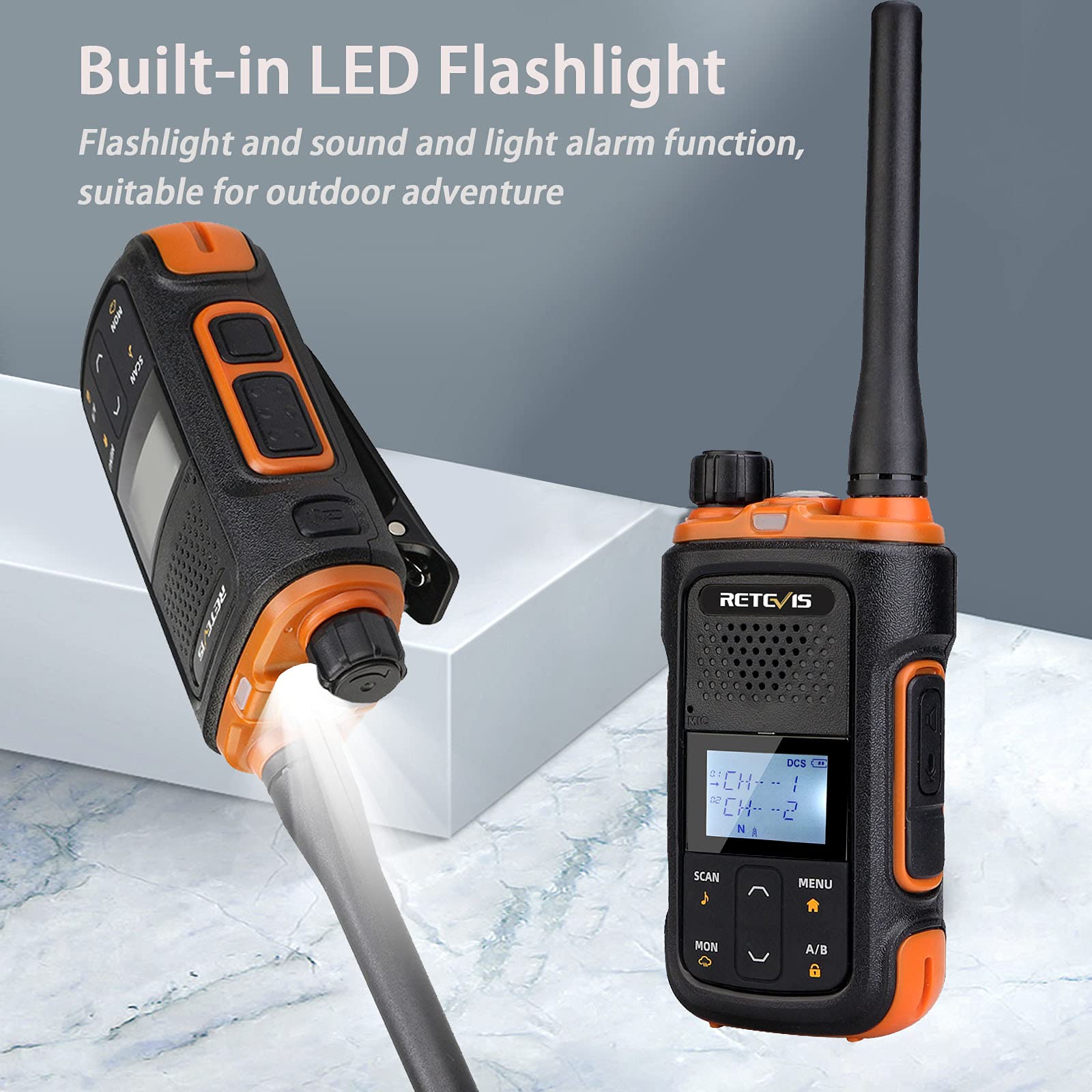 Retevis RB27B Rechargeable Walkie Talkies for Adults - Compact Two Way Radios with USB Charging, NOAA Weather Alert, Flashlight & Dual Watch - Ideal for Camping, Hiking, Emergency Preparedness & Outdoor Adventures (1 Pack)