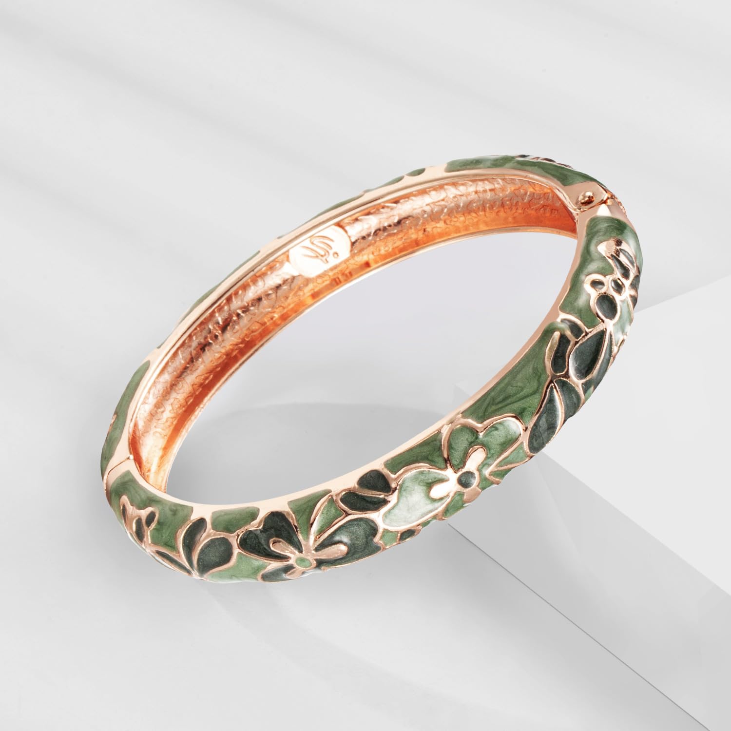 Vintage Cloisonne Enamel Flower Bracelet - Gold Plated Cuff Bangle for Women, Handmade Jewelry Gift Set with Elegant Box - Perfect for Parties, Weddings & Special Occasions