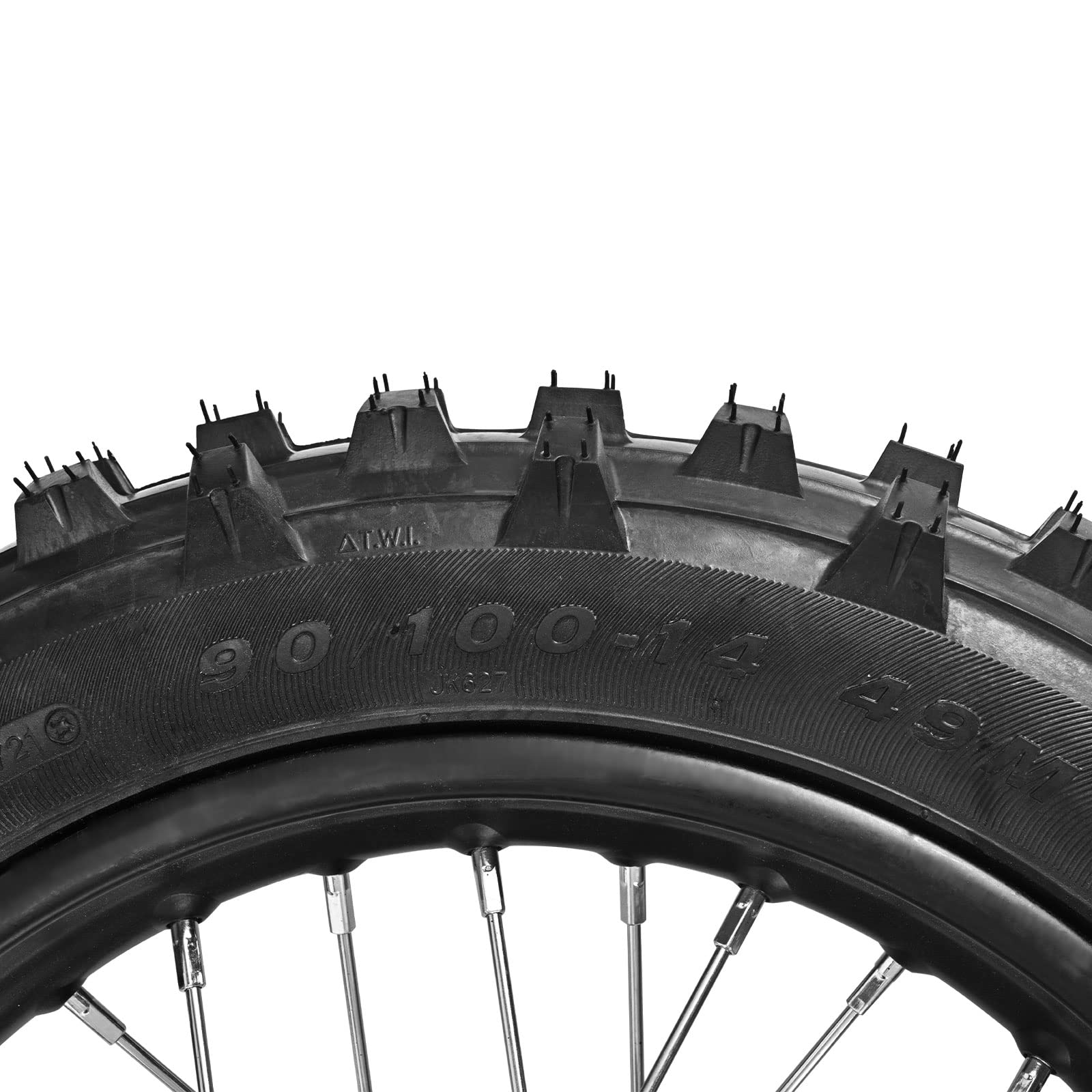 90/100-14 Rear Wheel Tire & Rim with Inner Tube & 12mm Bearing Assembly for Dirt Pit Bike - Perfect for Off-Road Racing & Trail Riding
