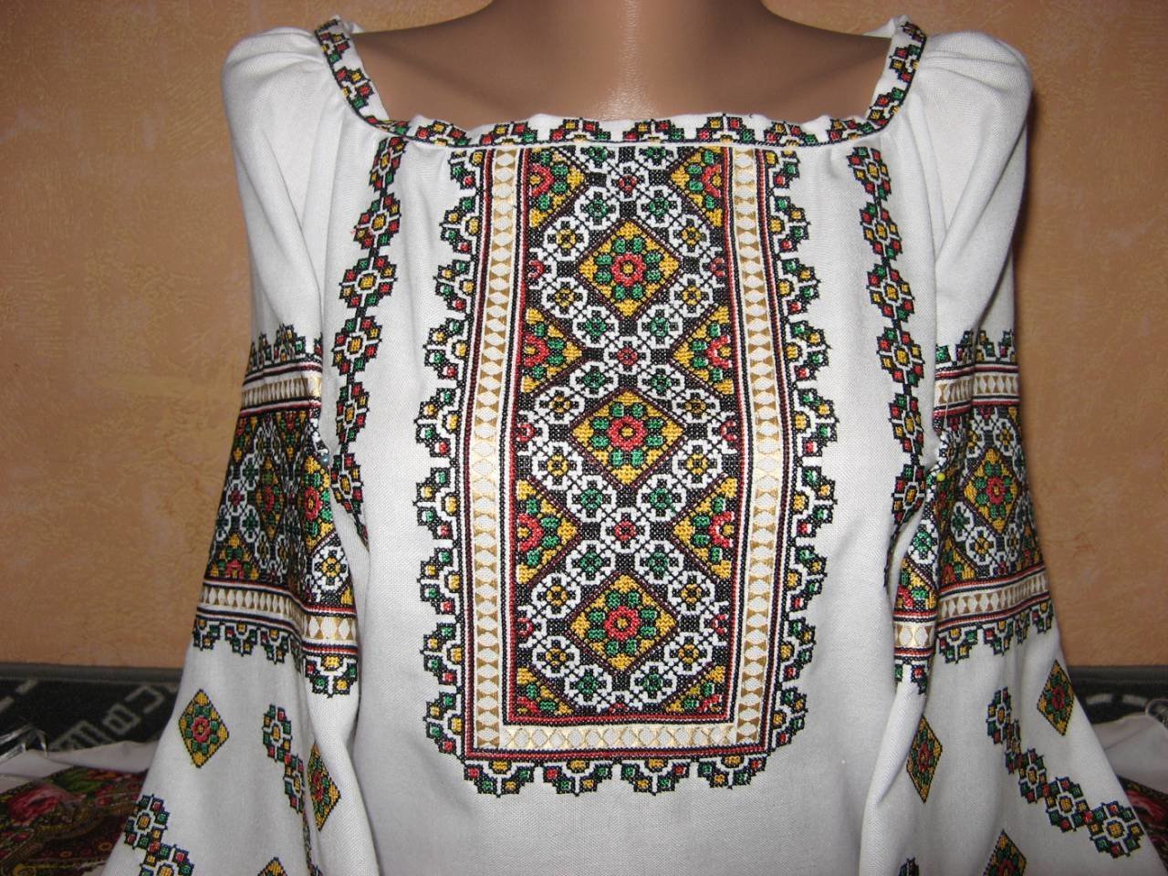Ukrainian Traditional Embroidered Shirt - Women's Vyshyvanka Folk Sorochka with Handmade Embroidery, White (Size L) | Perfect for Cultural Events, Weddings & Ethnic Fashion