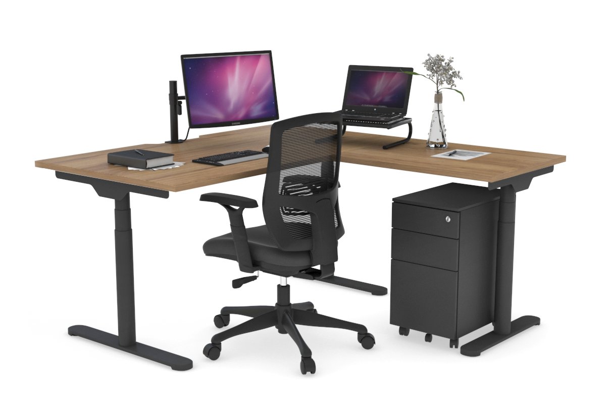 Flexi Premium Height Adjustable Corner Workstation Desk - 1400L x 1550W with Cable Management Scallop | Ergonomic Home Office & Gaming Setup for Comfort & Productivity