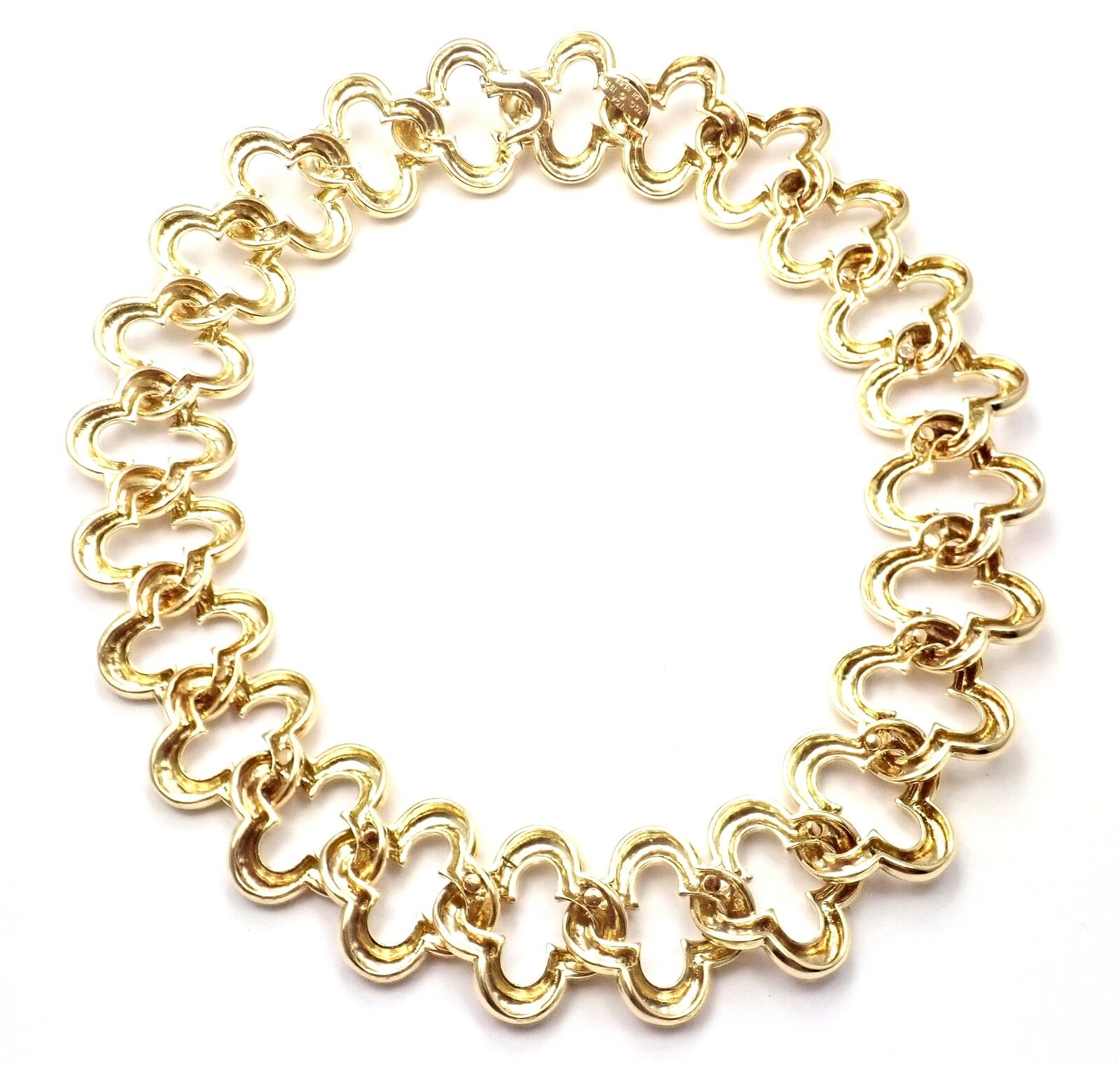Authentic Van Cleef & Arpels 18k Yellow Gold Large Alhambra Choker Necklace 1998 - Vintage Luxury Jewelry for Women, Perfect for Weddings, Anniversaries & Special Occasions