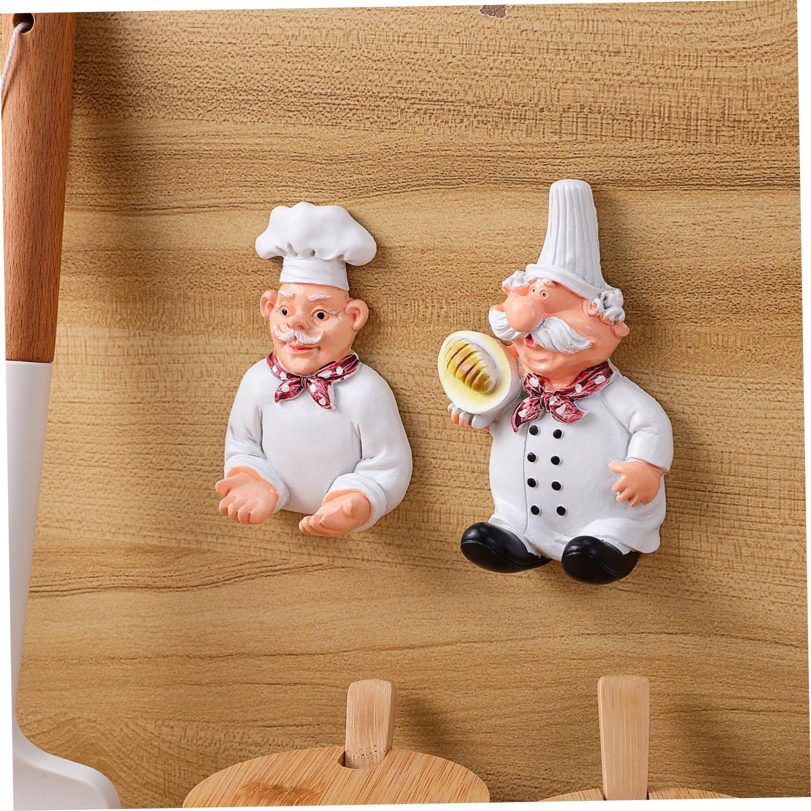 1 Pair Chef-Shaped Adhesive Wall Hooks - No Drilling Kitchen Storage Hooks for Utensils, Aprons & Towels - Perfect for Home, Restaurant & Office Organization
