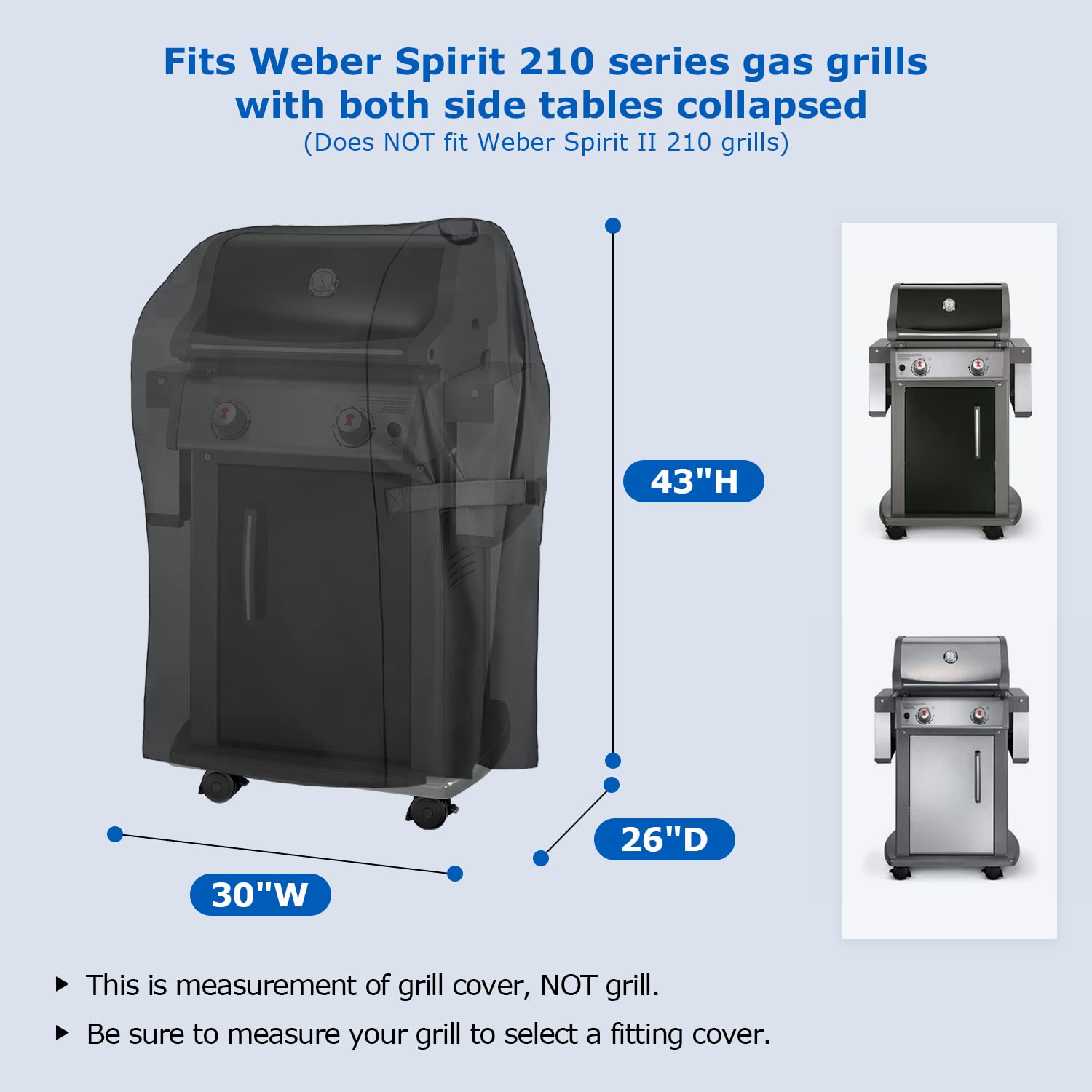 SunPatio 30 Inch Heavy Duty Waterproof 2 Burner Grill Cover - Compatible with Weber Spirit 210 Series, Charbroil & Kenmore Grills (Not for Spirit II E-210) - Outdoor BBQ Protection for Patio, Backyard & Camping