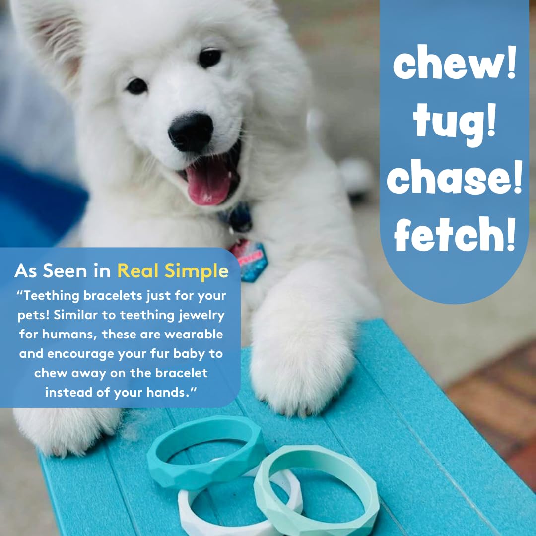 Sweet Paws Puppy Teething Rings - Food Grade Silicone Chew Toys for Small & Medium Dogs (0-6 Months) - Gold Rush - Perfect for Teething Relief & Puppy Training at Home or Outdoors
