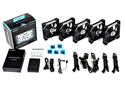Lian Li UNI Fan SL120 5 Pack Black - ARGB 120mm PWM Daisy-Chain PC Case Fans with Controller | High Airflow RGB Cooling for Gaming PC & Workstation Builds
